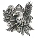 cross and albanian eagle tattoo design idea