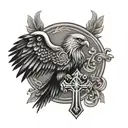 cross and albanian eagle tattoo design idea