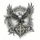 cross and albanian eagle tattoo design idea