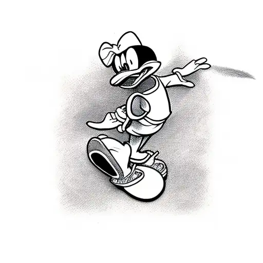 donald duck doing high jump tattoo design idea