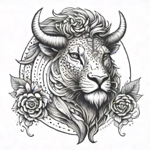 Zodiac sign Leo and Taurus tattoo design idea
