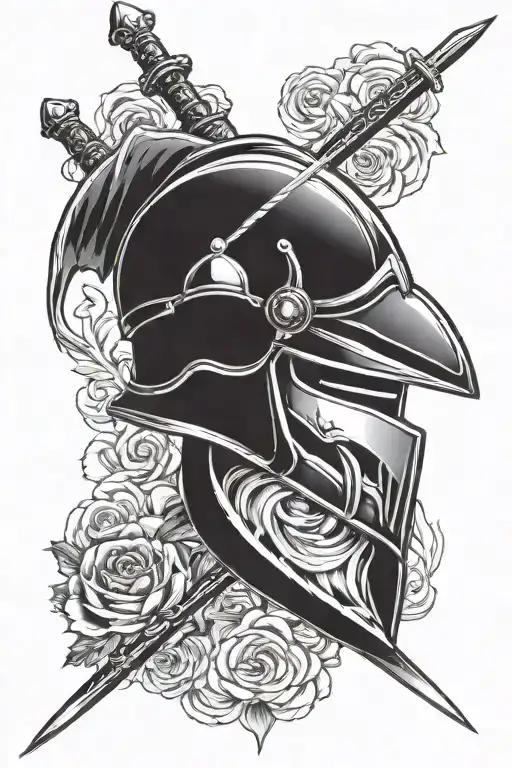 armour of God helmet and sword only  tattoo design idea