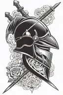 armour of God helmet and sword only  tattoo design idea