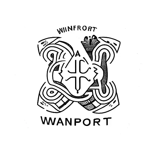 A small and simple outline of a passport with the word 'wanderlust' written inside tattoo design idea