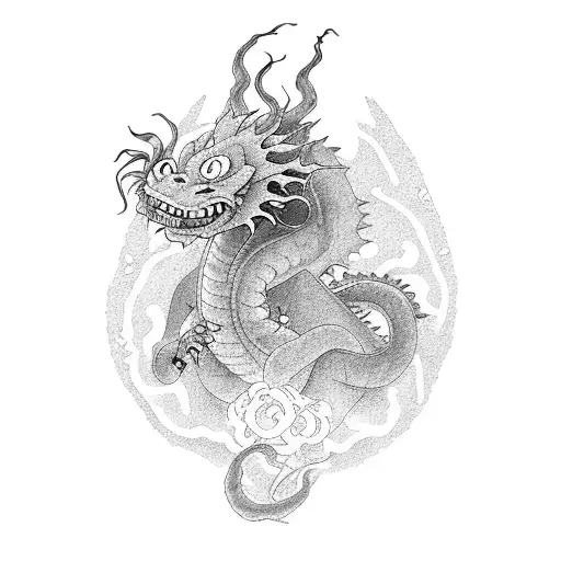 Can you design a tattoo inspired by the movie Spirited away that includes the dragon & girl  tattoo design idea