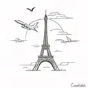 concorde flying round eiffel tower  tattoo design idea