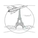 concorde flying round eiffel tower  tattoo design idea