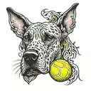 Great Dane tennis ball tattoo design idea