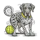 Great Dane tennis ball tattoo design idea