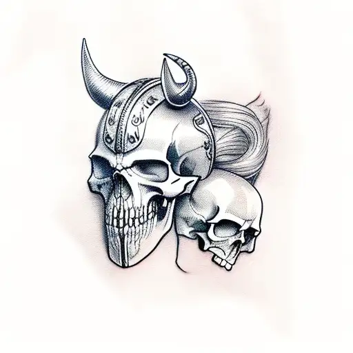 viking and skull and horse tattoo design idea