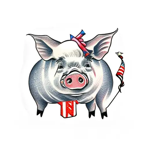 pig holding a suitcase tattoo design idea