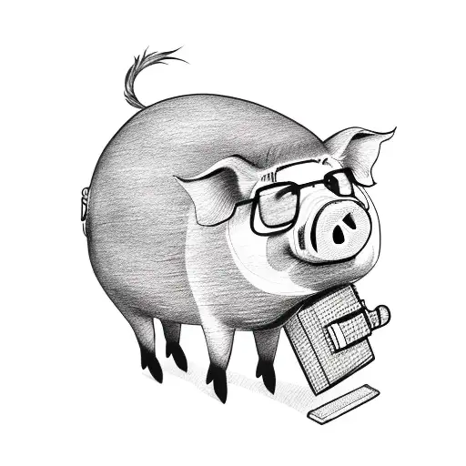 pig holding a suitcase tattoo design idea