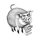 pig holding a suitcase tattoo design idea