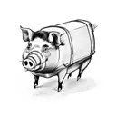 pig holding a suitcase tattoo design idea