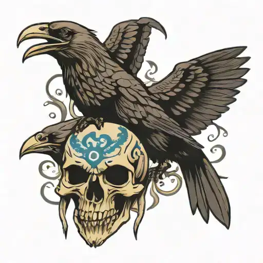 viking froya ravens skull fenris tattoo design idea