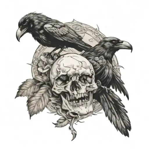  frøya the goodess ravens skulls fenris wolf  tattoo design idea