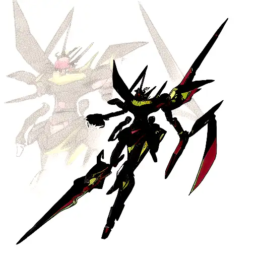 Combine the Gundam Deathscythe Hell Custom with a black rose tattoo design idea