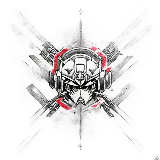 Combine the Gundam Deathscythe Hell Custom with a black rose tattoo design idea