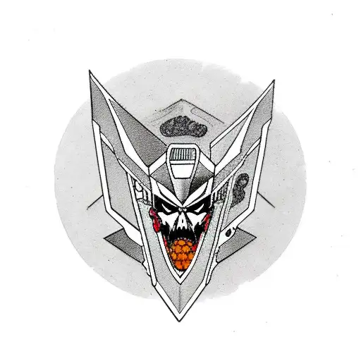 Combine the Gundam Deathscythe Hell Custom with a black rose tattoo design idea