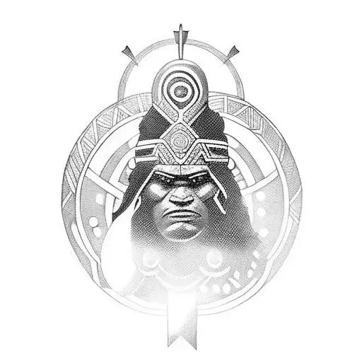 Incorporate Maori indigenous art into a Spartan warrior design tattoo design idea