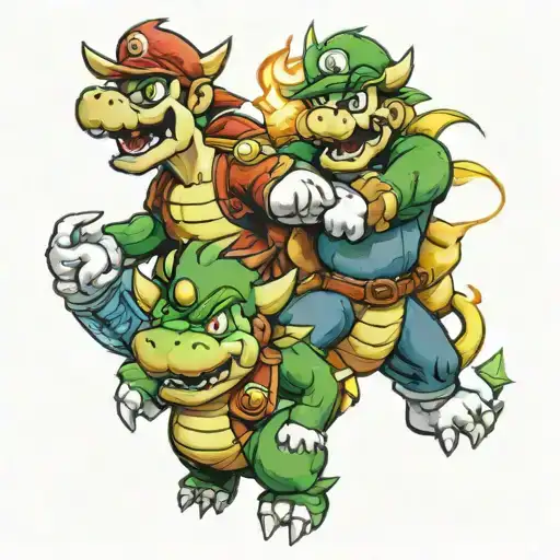 mario and luigi and bowser dead tattoo design idea