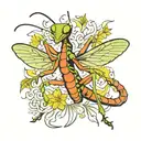 praying mantis eating person tattoo design idea