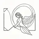 43 number in background with minimalist angel tattoo design idea