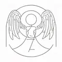 43 number in background with minimalist angel tattoo design idea
