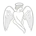 43 number in background with minimalist angel tattoo design idea