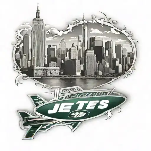 New York City skyline New York jets tattoo design idea