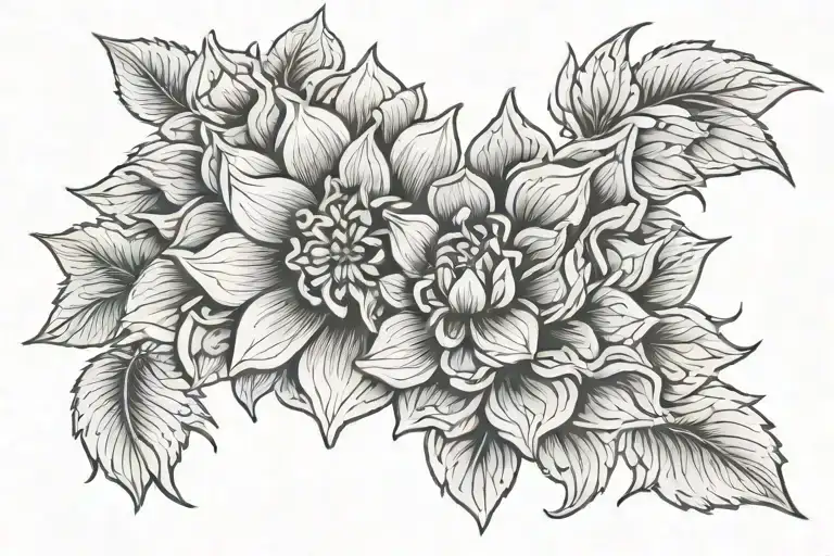 wolf garlic scape dahlia folk art tattoo design idea