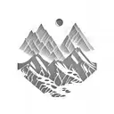 A majestic mountain range with a winding road leading up to it, adorned with a Harley Davidson motorcycle tattoo design idea