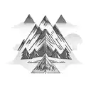 A majestic mountain range with a winding road leading up to it, adorned with a Harley Davidson motorcycle tattoo design idea