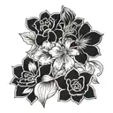 flowers with the names: tammy, cathy, christy, and naomi. tattoo design idea