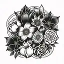 flowers with the names: tammy, cathy, christy, and naomi. tattoo design idea