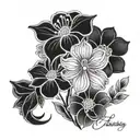 flowers with the names: tammy, cathy, christy, and naomi. tattoo design idea