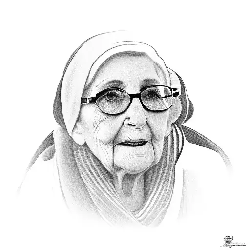 A portrait of Avó wearing a Benfica scarf tattoo design idea