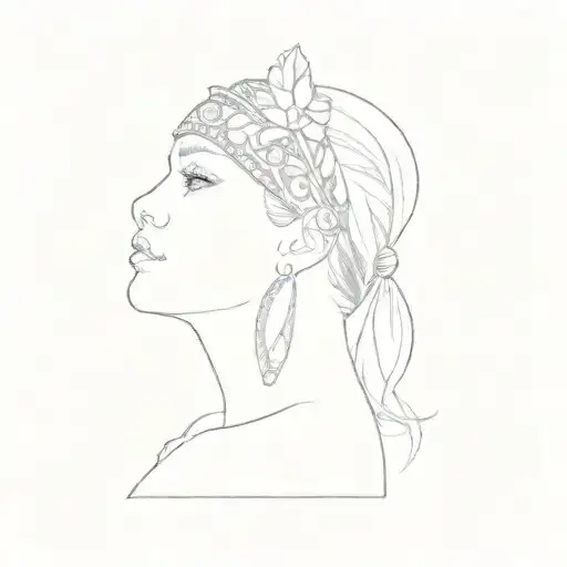 a woman wearing a headband tattoo design idea
