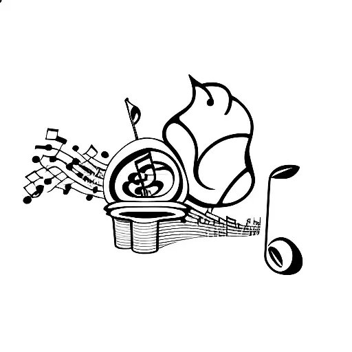 golf club, tulip and music note separately  tattoo design idea