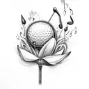 golf club, tulip and music note  tattoo design idea