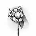 golf club, tulip and music note  tattoo design idea