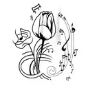 golf club, tulip and music note separately  tattoo design idea