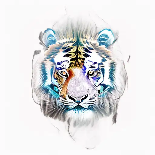 spiritual split face tiger and lion tattoo design idea