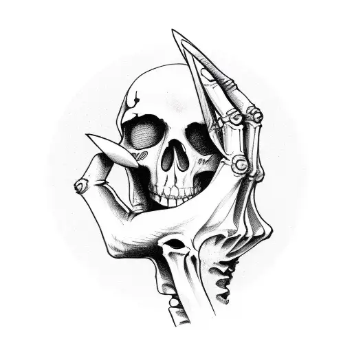 skeleton hand holding a shot of tequila  tattoo design idea
