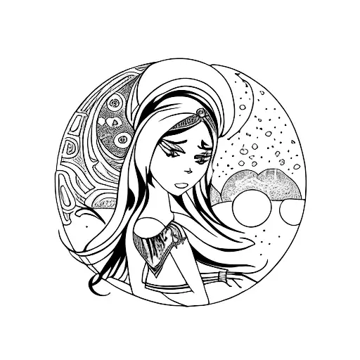 Moon with name yasmin tattoo design idea