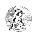 Moon with name yasmin tattoo design idea