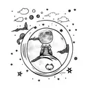 Moon with name yasmin tattoo design idea