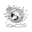 Moon with name yasmin tattoo design idea