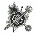 Combining ancient Persian symbols with medical instruments in a unique design tattoo design idea