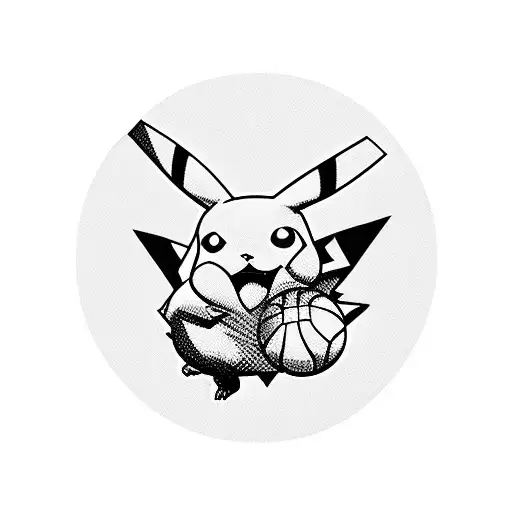 pikachu and basketball tattoo design idea